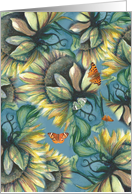 Sunflowers and Butterflies Blank Note Card