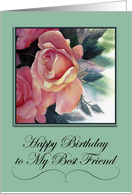 Elegant Roses for My Best Friend Birthday card