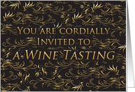 Faux Bronze Flourish Invitation to a Wine Tasting card