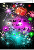 Fireworks & Congratulations on Your New Year’s Wedding Card