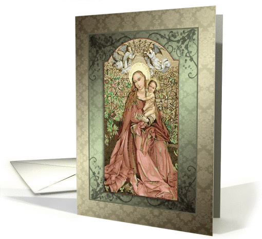 Vintage Renaissance Nativity, Madonna and Child, Christmas card