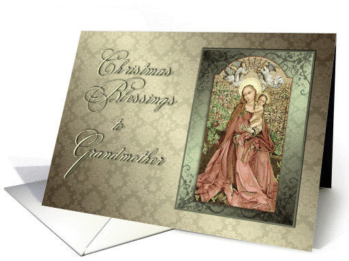 Vintage Mother and Child Christmas Blessings to Grandmother card