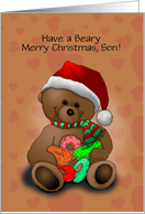 Have a Beary Merry Christmas, Cute Teddy Bear Customizable for Son card