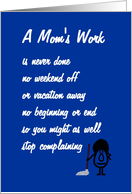 A Mom’s Work - Mother’s Day card