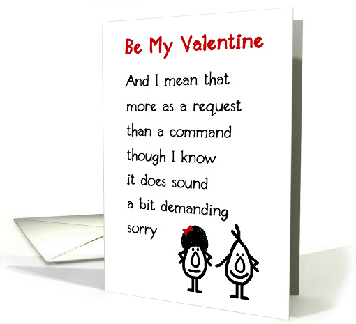 Be My Valentine - A (funny) Valentine Poem card (1162110)