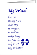 My Friend - a funny thinking of you poem for her card