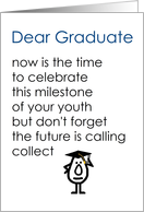 Dear Graduate - a funny graduation poem (blue title, boy graduate) card