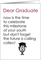 Dear Graduate - a funny graduation poem (red title, girl graduate) card