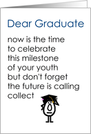 Dear Graduate - a funny graduation poem (blue title, girl graduate) card