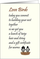 Love Birds - a funny wedding & marraige congratulations poem card ...
