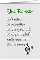 Your Promotion - a funny congratulations poem for a promoted employee card