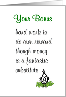 Your Bonus - a funny poem to accompany your employee’s bonus card
