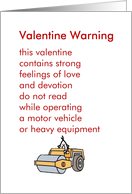 Valentine Warning - a funny Valentine’s Day poem card