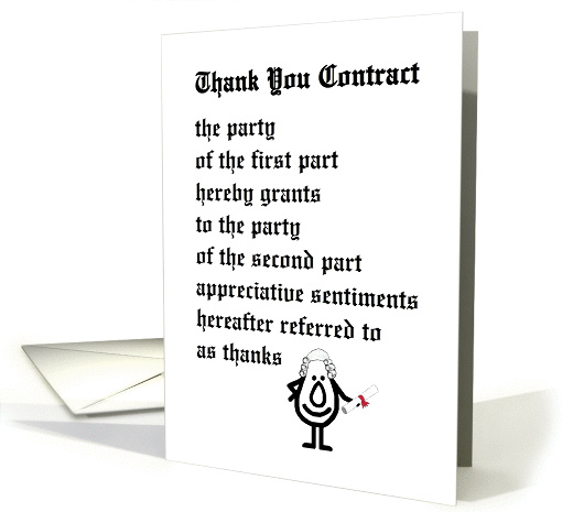 Thank You Contract - a funny and legal thank you poem card (1422752)