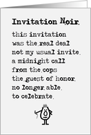 Invitation Noir - a funny invitation poem card