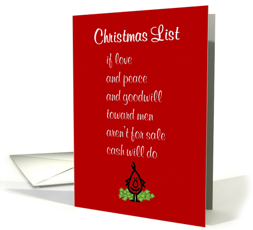 Christmas List - A Funny Merry Christmas Poem card (1544758)