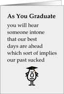 As You Graduate, A Funny College Graduation Congratulations Poem card