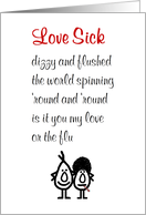 Love Sick, a funny love poem for him card