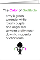 The Color of Gratitude, A Funny Thank You Poem From Her card
