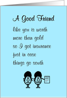 A Good Friend A Funny Thinking Of You Poem card