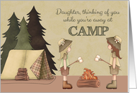 Daughter Summer Camp Thinking of You, Girl Campers, Campfire, Tent card