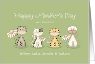 Mother’s Day Four Cats From All of Us Custom Names card