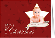 Baby’s First Christmas, Star Custom Photo & Name card