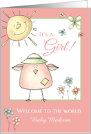 Welcome Daughter - Custom Name Baby Congratulations card