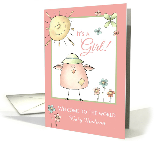 Welcome 1st Daughter - Custom Name Baby Congratulations card (1132412)