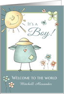Welcome Grandson - Custom Name Baby Congratulations card