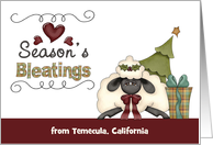 Seasons Bleatings from Your Custom City State - Sheep, Tree, Gift card