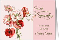 Loss of Step Sister Heartfelt Sympathy pink vintage flowers card