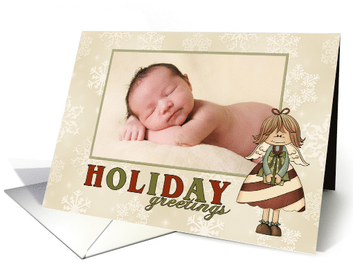 Holiday Greetings Candy Cane Angel custom photo card (1156796)
