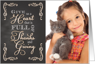 Chalkboard Thanksgiving - Give Us a Heart custom photo card