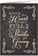 Chalkboard Thanksgiving - Give Us a Heart Full of Thanks & Giving card