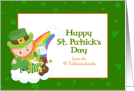 St. Patrick’s Day Blessing Leprechaun w/Shamrock custom name card