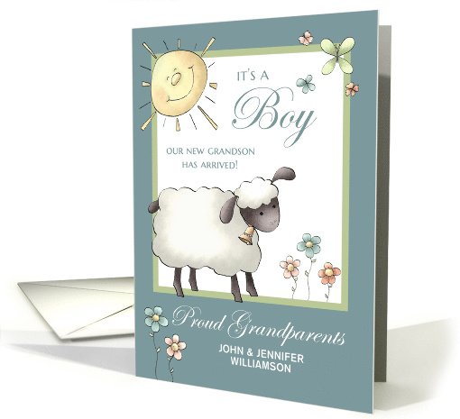 It's a Boy - Proud Grandparents Announcement - Little Lamb card