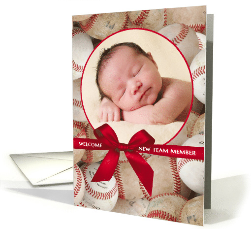New Baby Boy Announcement - Baseball custom photo card (1261384)