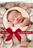 New Baby Boy Announcement - Baseball custom photo card
