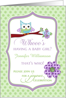 Baby Shower - Owl, Whooo’s having a girl custom name card