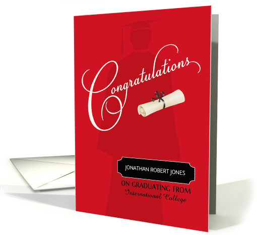 College Graduation Congratulations Custom Name & School card (1295288)