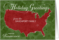 Holiday Greetings from Tennessee Custom Name & City card