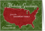 Holiday Greetings from Connecticut Custom Name & City card