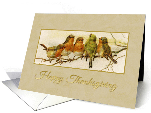 Happy Thanksgiving from all - Vintage Birds card (1328354)