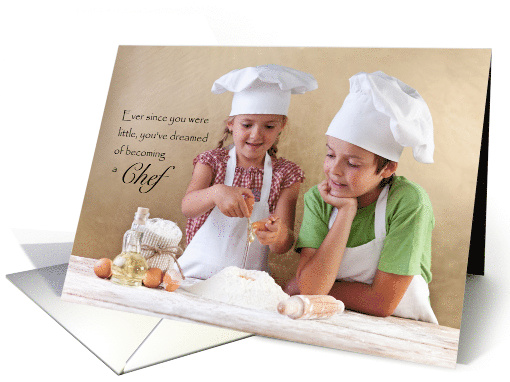 Chef Congratulations on New Job Children Playing with Food card