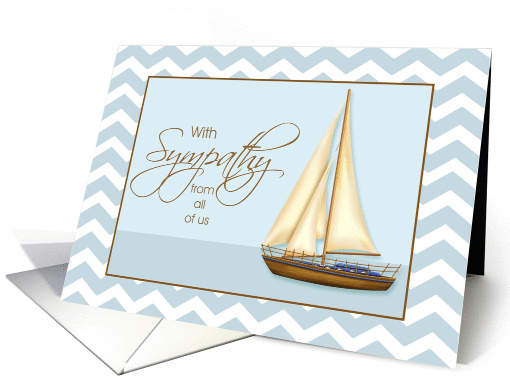 With Sympathy from all of us - Sailboat w/blue chevron background card