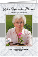 Sympathy Heartfelt Thanks for being Pallbearer Custom Photo/Name card