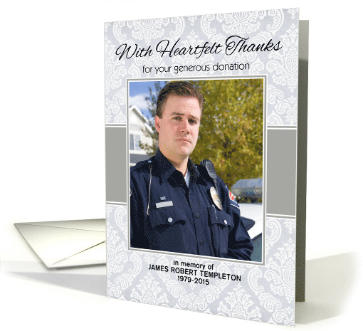 Sympathy Heartfelt Thanks for Donation Custom Photo/Name card