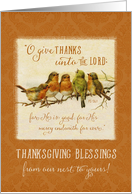 Thanksgiving Scripture Ps 136:1 O Give Thanks Vintage Birds card