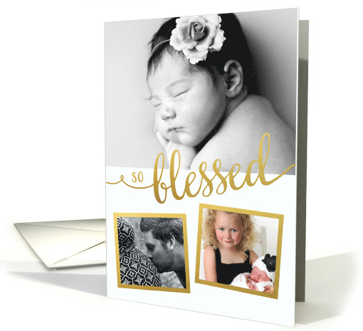 New Baby So Blessed faux gold foil holiday birth... (1409618)